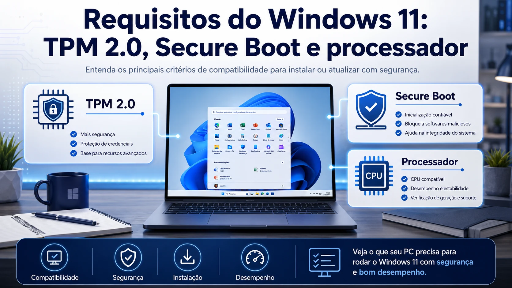 Requisitos do Windows 11: TPM 2.0, Secure Boot e processador