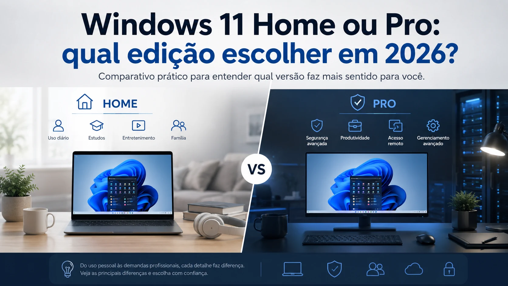Windows 11 Home ou Pro: qual edição escolher em 2026?